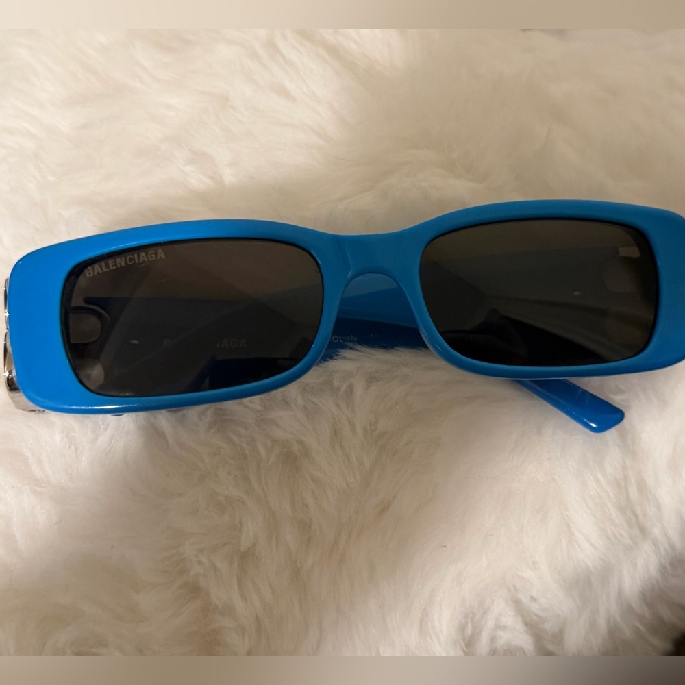 Balenciaga Vibrant Blue Rectangular Sunglasses